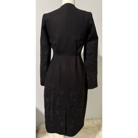 H&M Conscious collection long black Embroidered recycled wool blend button front - Picture 12 of 13